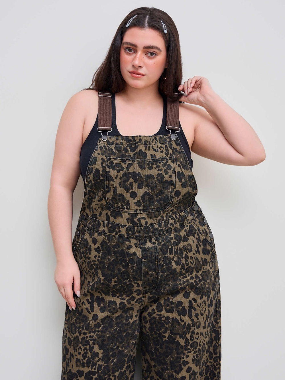 🔥 VIRAL CIDER Leopard Print Denim Wide Leg Overalls - Size XL 🔥 - Picture 4 of 10